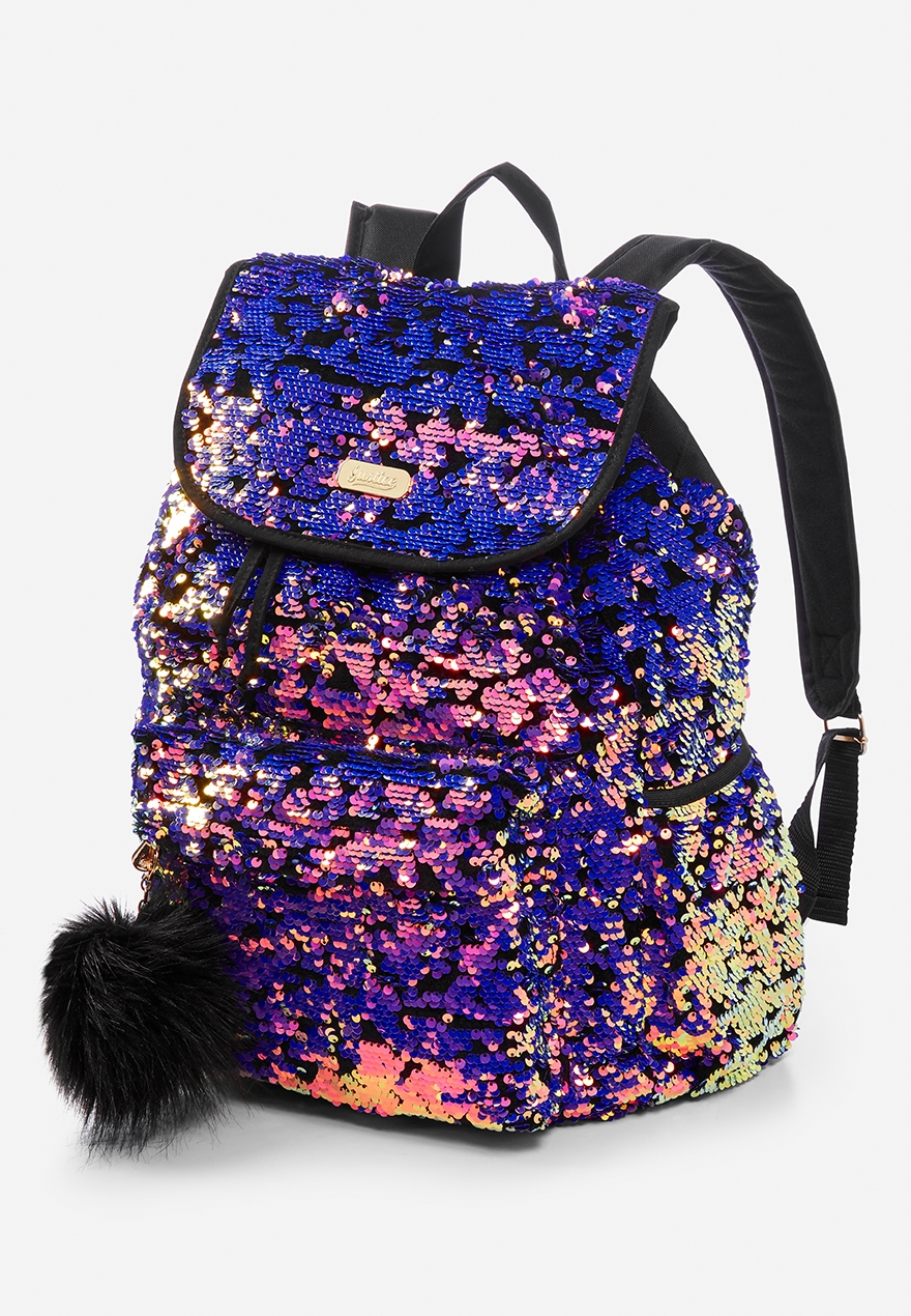 justice velvet backpack