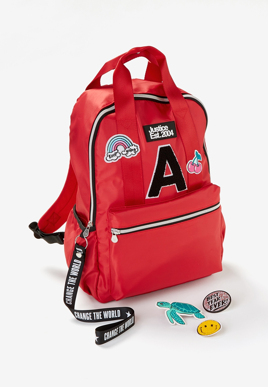 bright red backpack