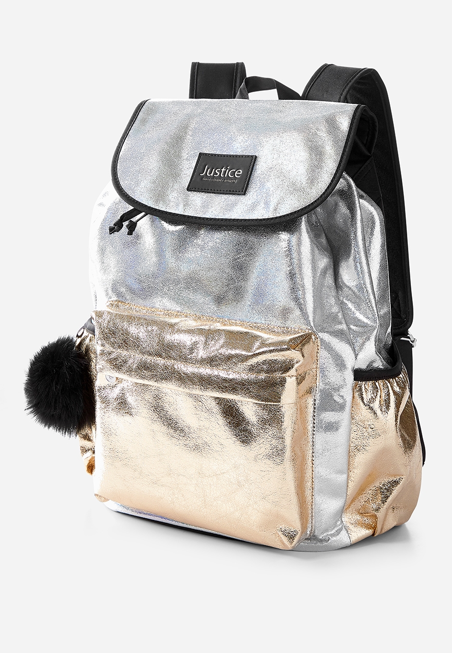 girls metallic backpack