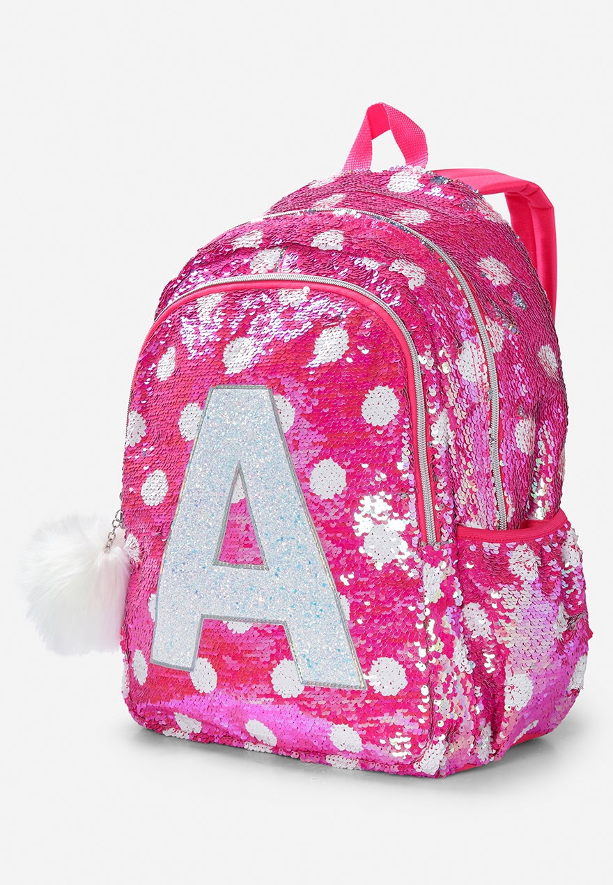 justice flip sequin initial backpack