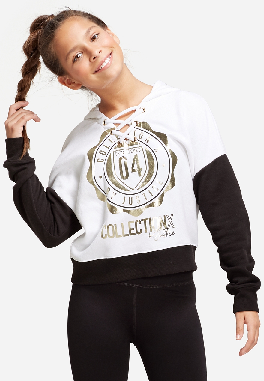 justice crop top hoodie