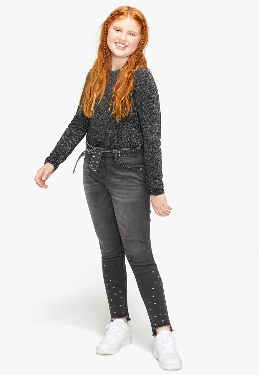 black destructed jeggings