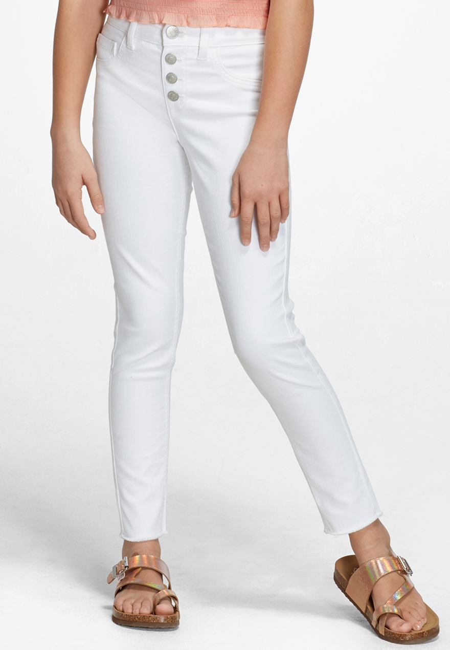 girls white distressed jeans