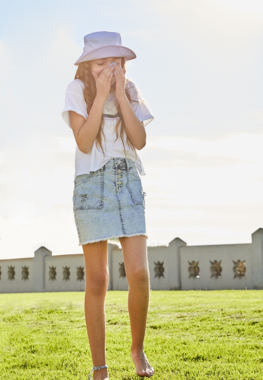 justice denim skirt