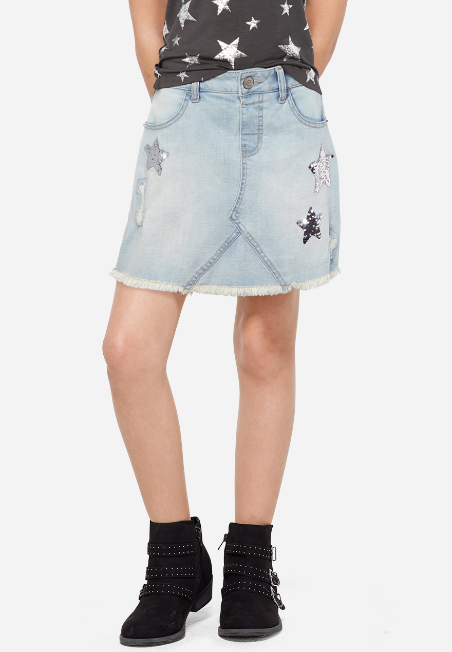 justice denim skirt