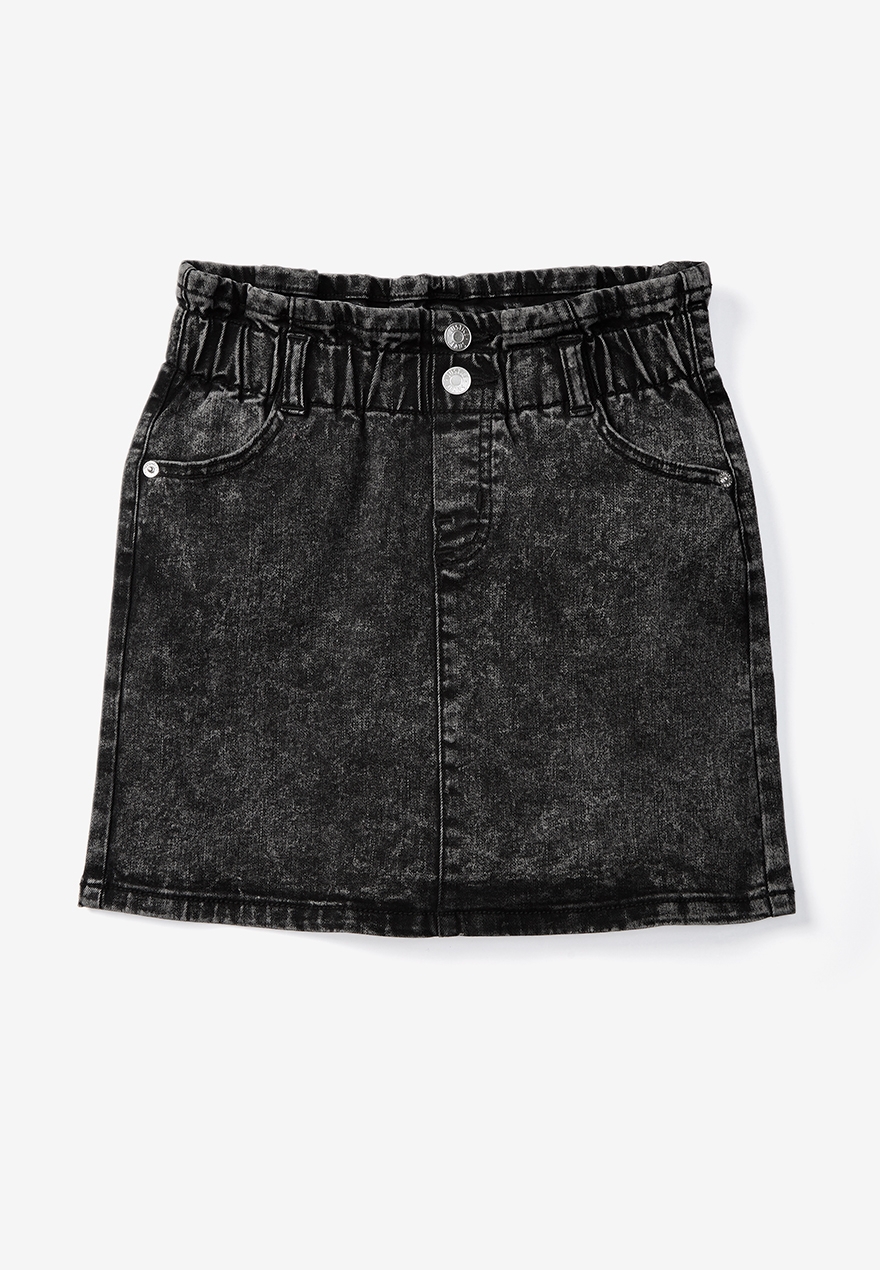 girls black jean skirt