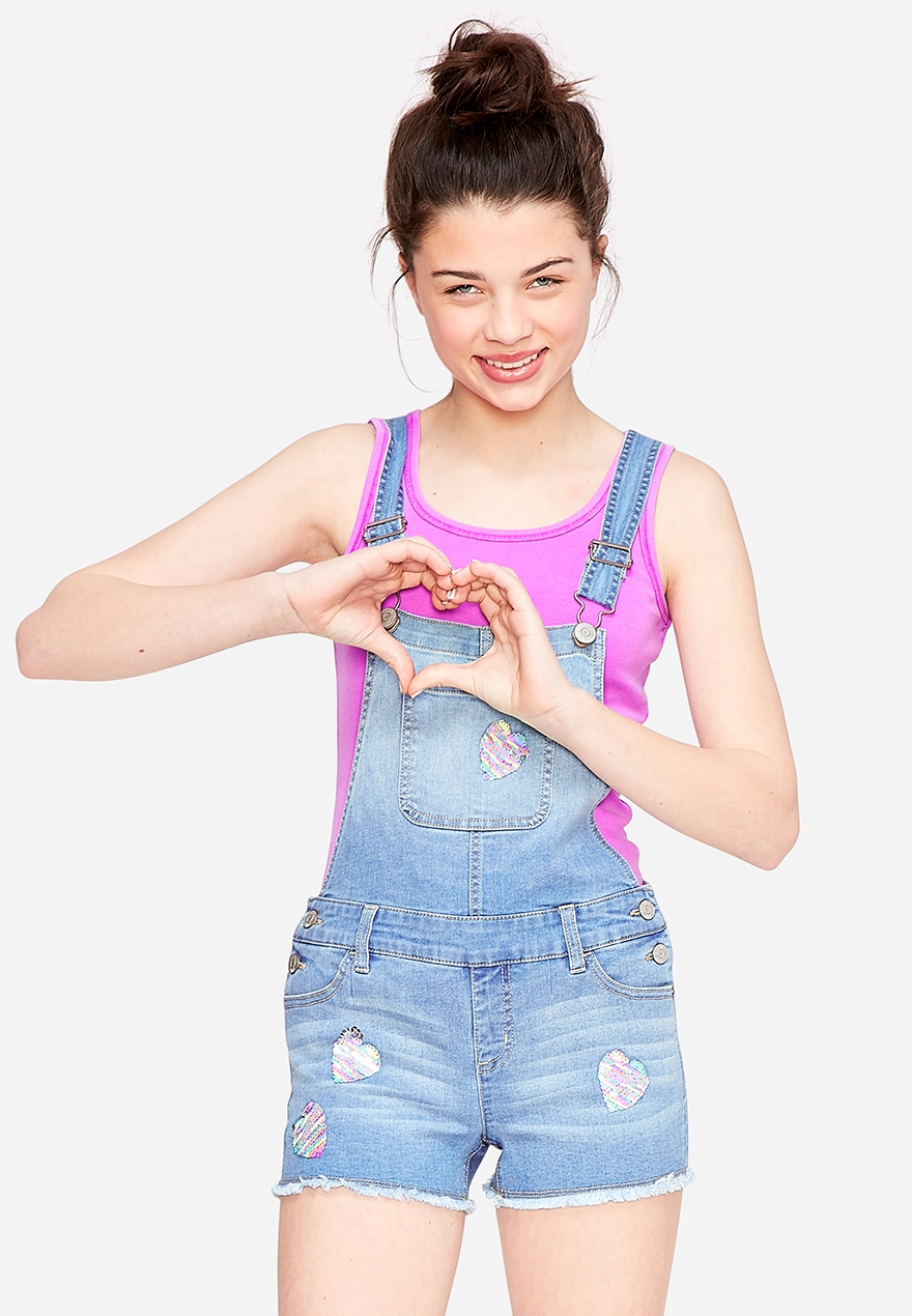 girls denim shortalls