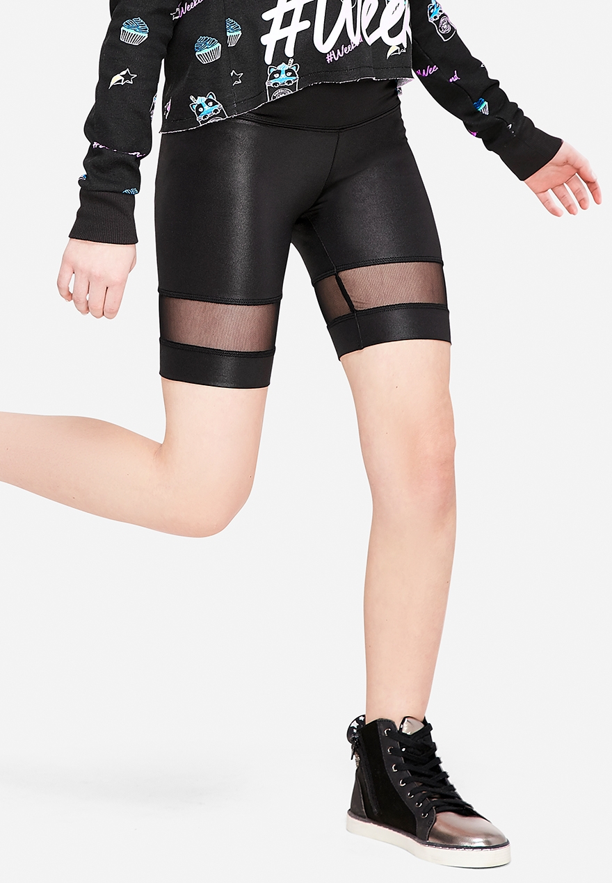 mesh stripe cycling shorts