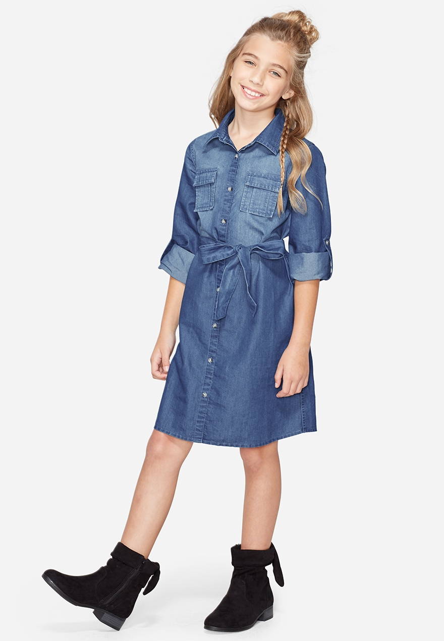 girls denim shirt dress