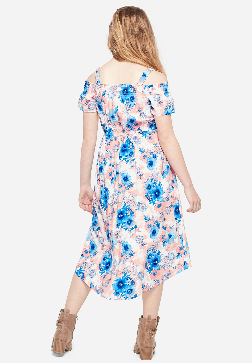 off shoulder maxi skirted romper