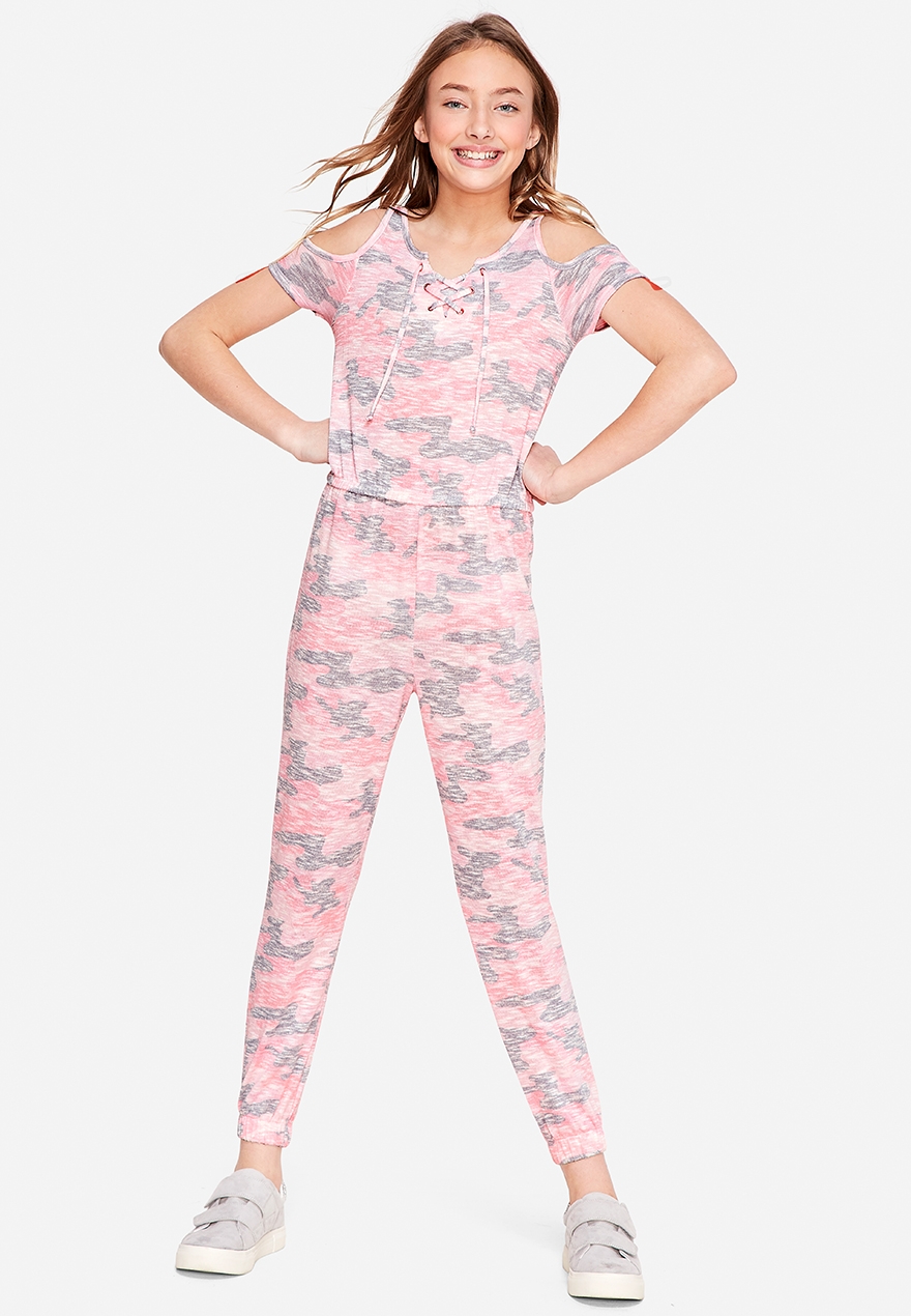 girls camo romper