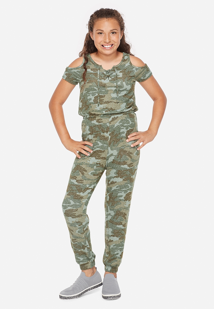 girls camo jumpsuit