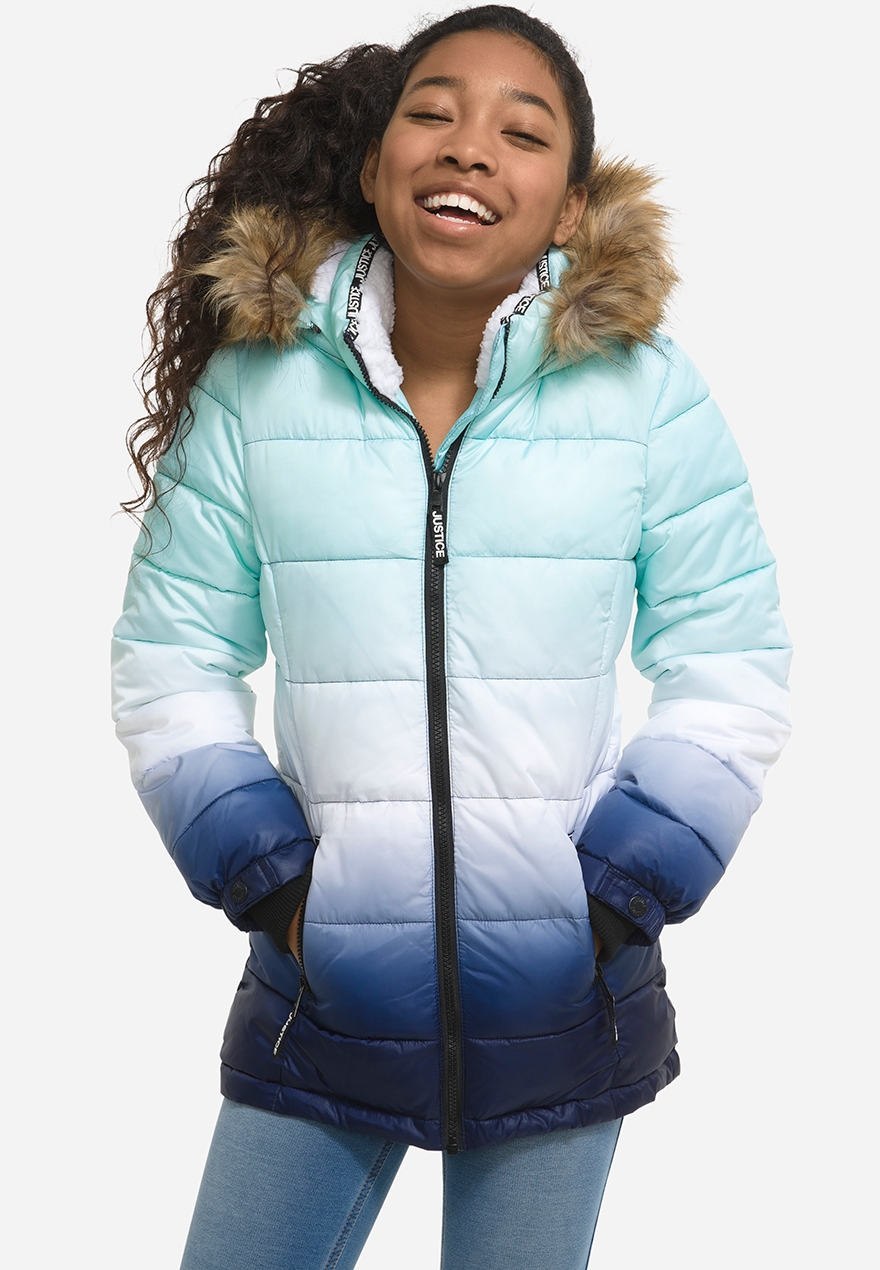 girls puffer jacket with hood