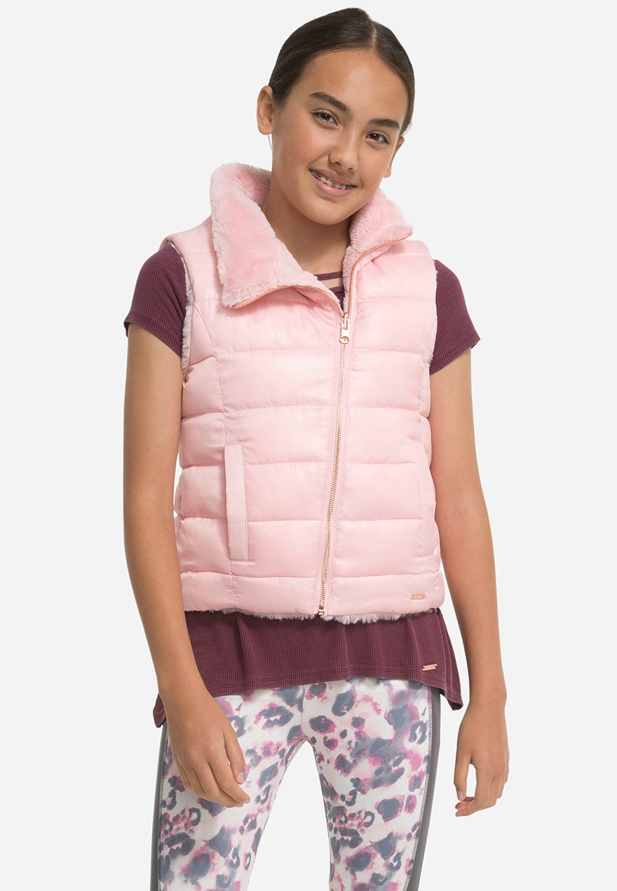 girls puffer vest with hood