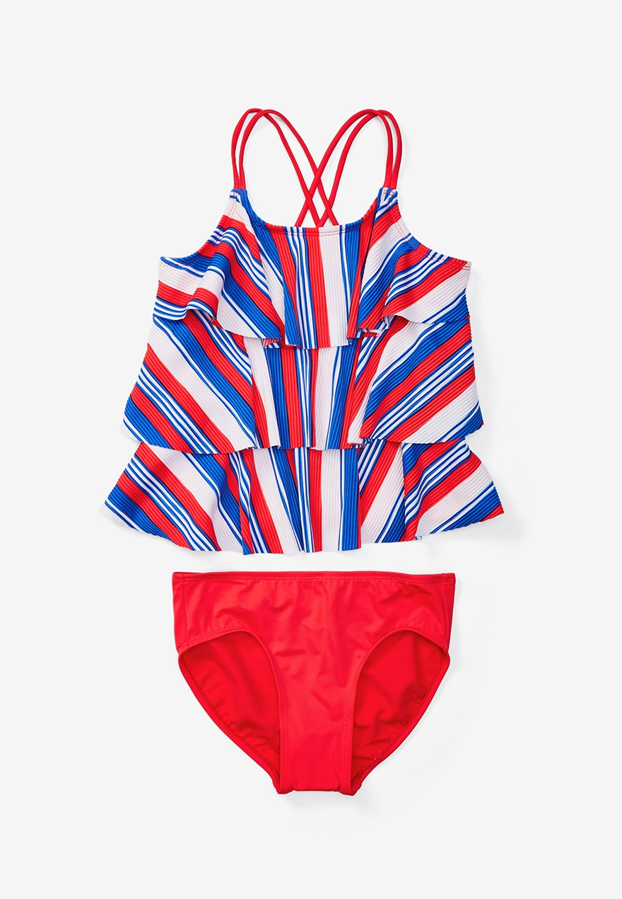 girls red white and blue bathing suit