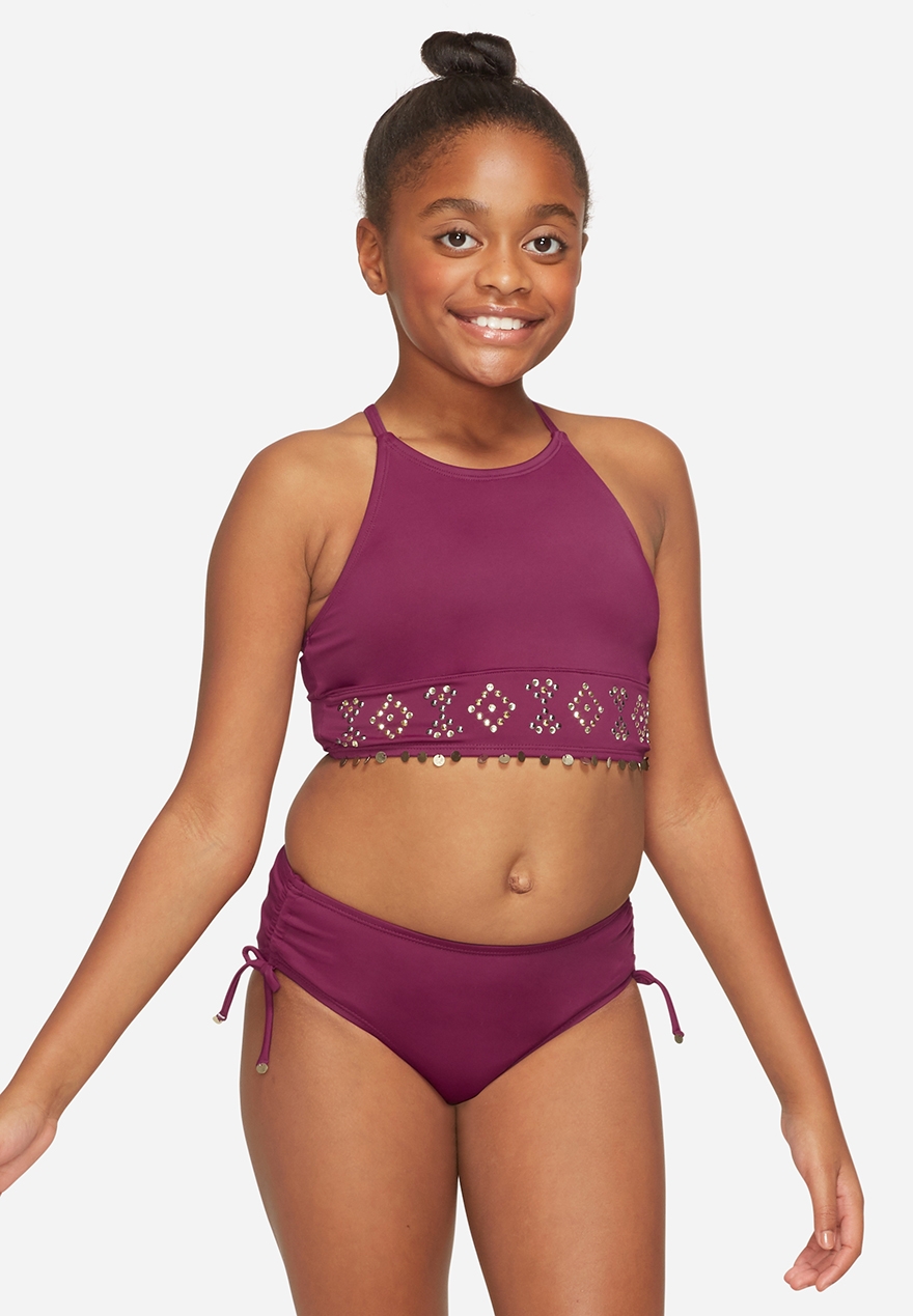 girls high neck swimsuit