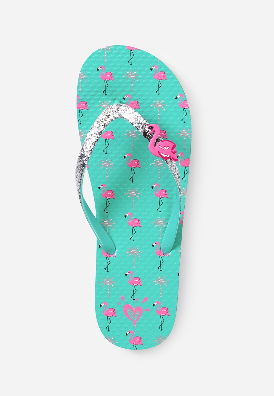 girls flamingo flip flops