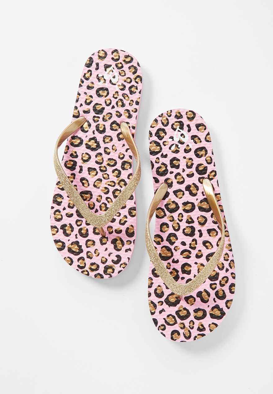 cheetah flip flops