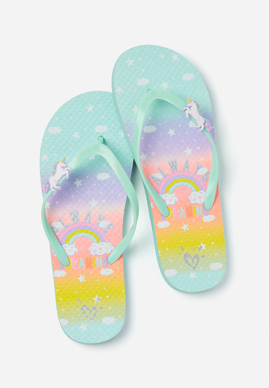 teal flip flops