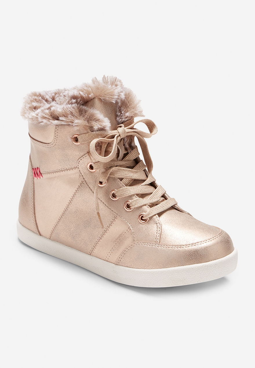 high top fur sneakers