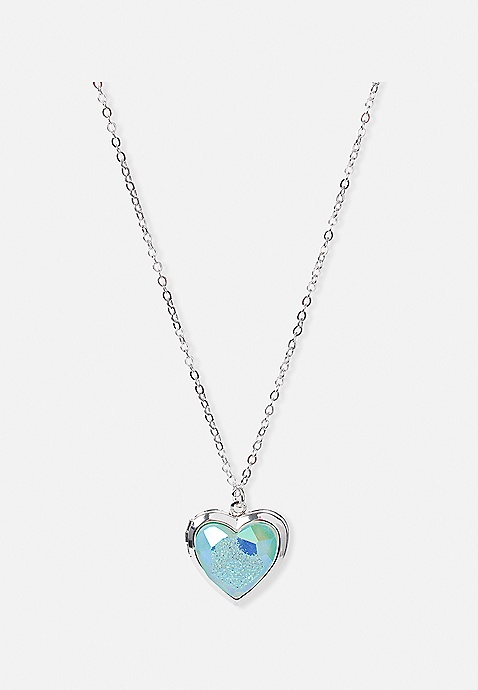 gemstone heart locket necklace