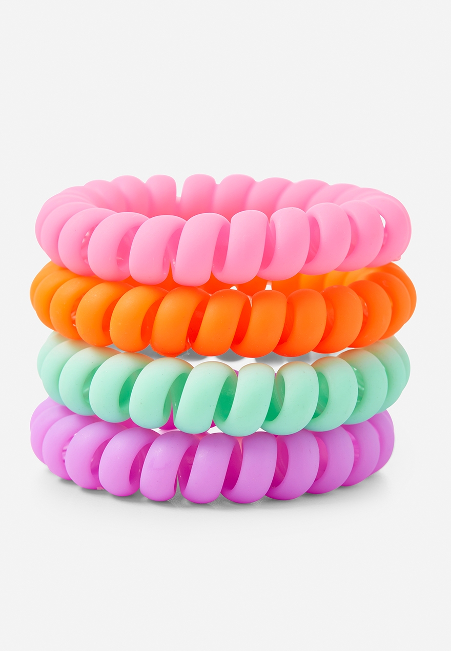 Bright Spiral Hair Ties 4 Pack Justice
