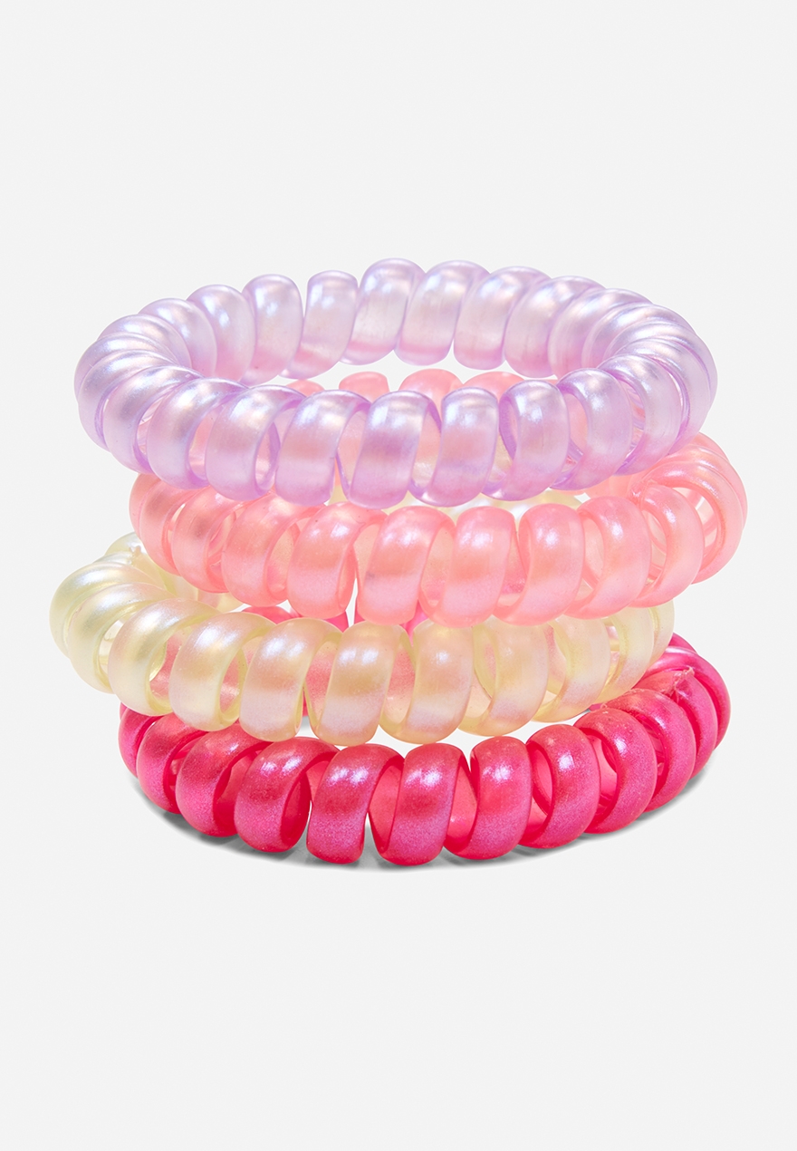Shine Spiral Hair Ties 4 Pack Justice