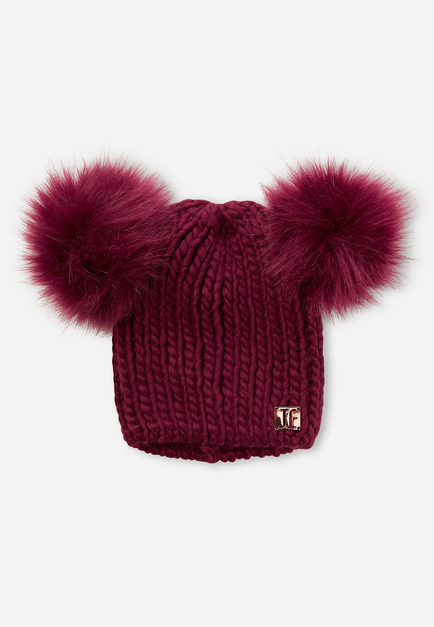 ladies double pom pom hat