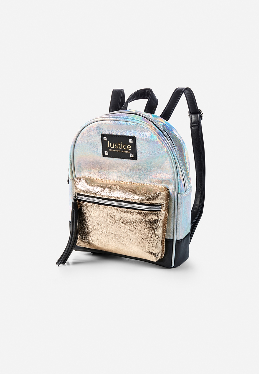 metallic mini backpack