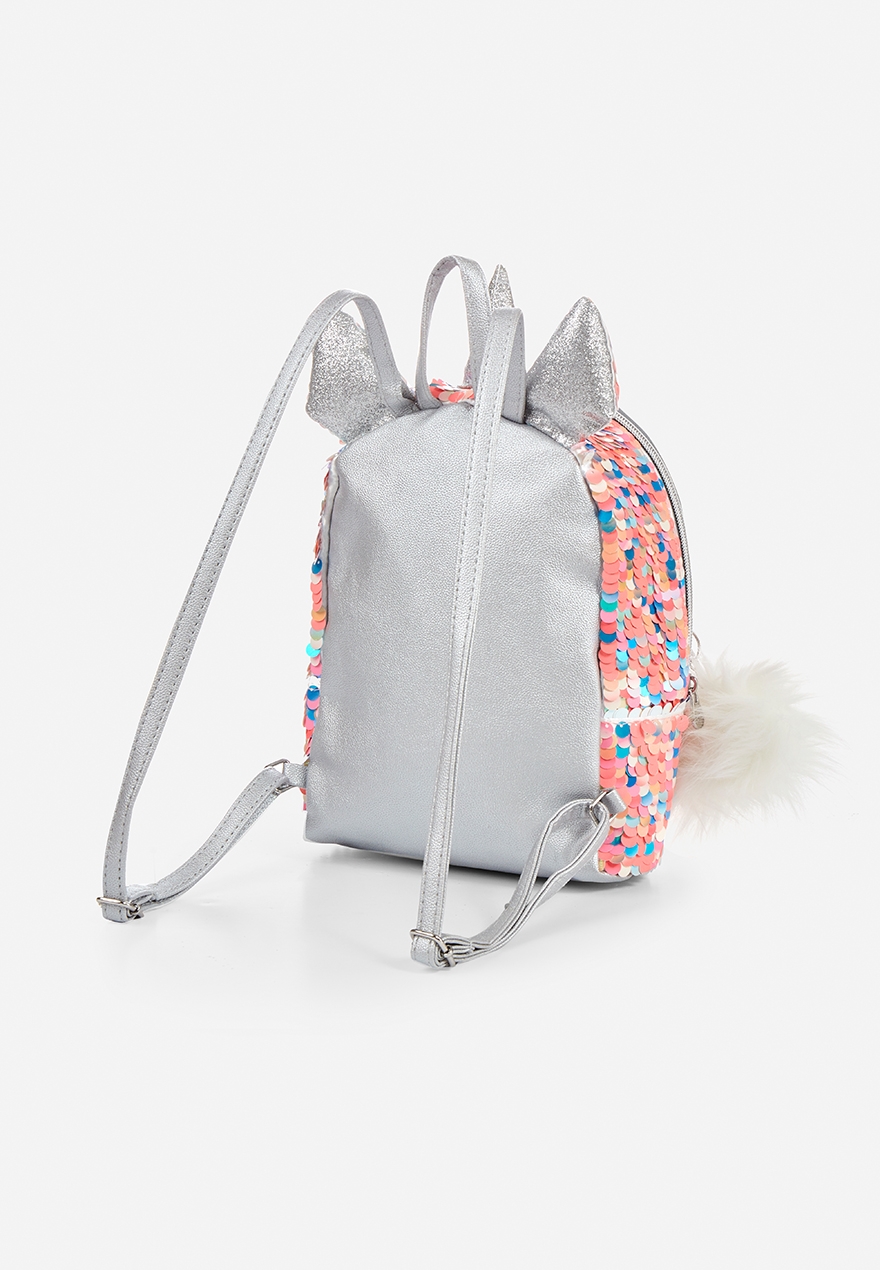 unicorn initial flip sequin mini backpack