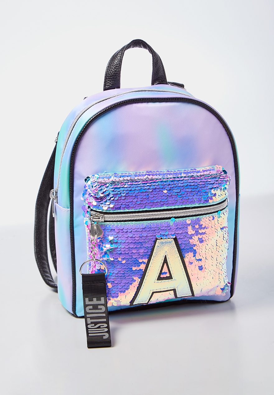 unicorn initial flip sequin mini backpack