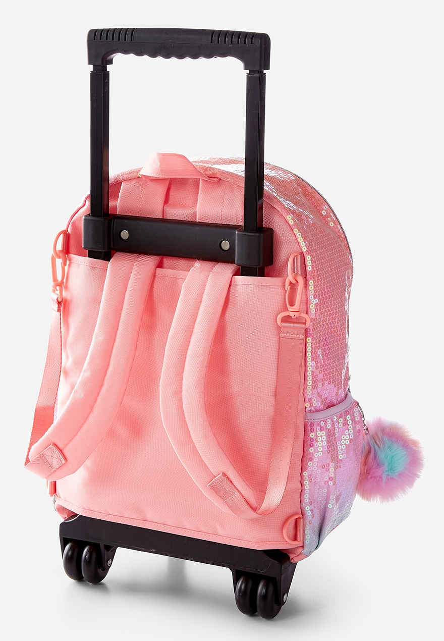 unicorn ombre shaky rolling backpack