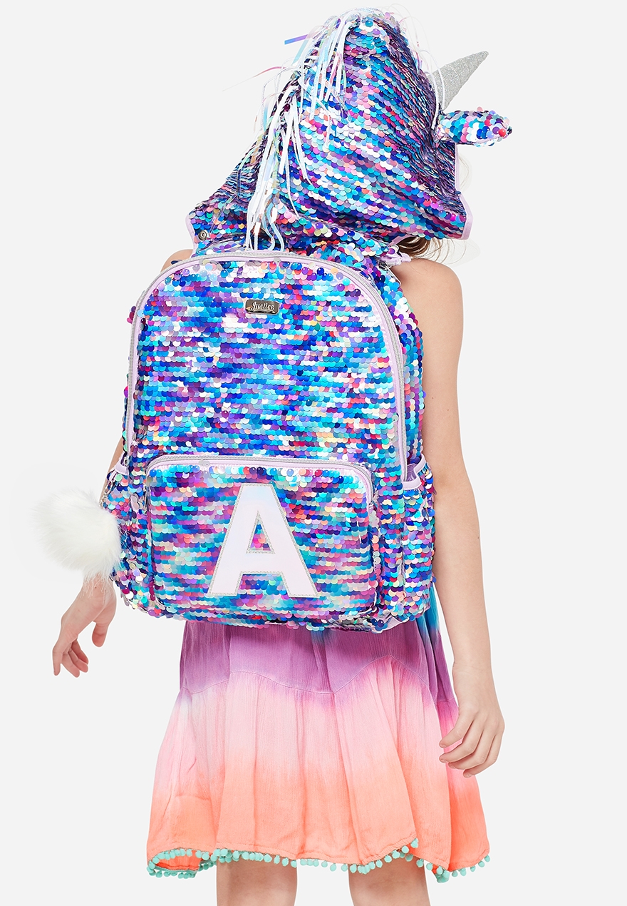 justice unicorn hooded backpack