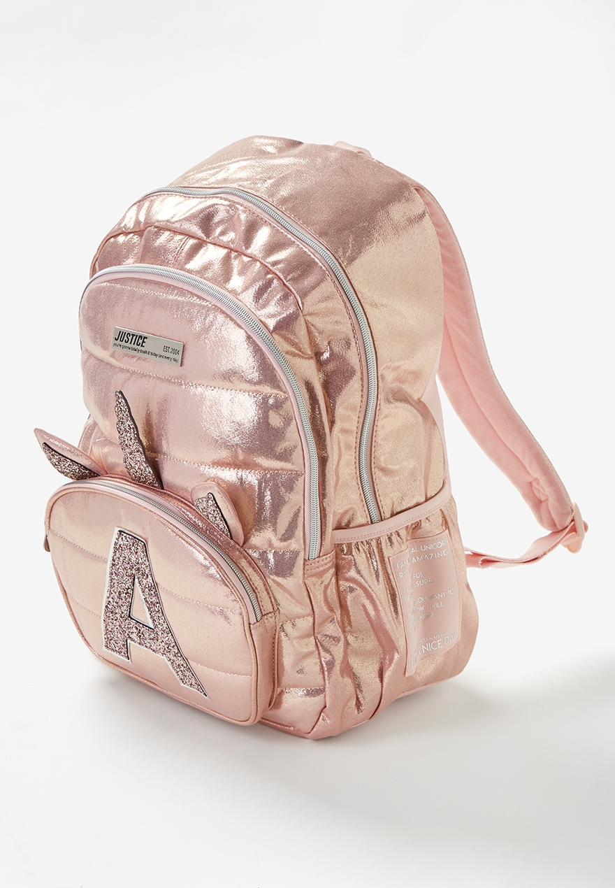 justice unicorn initial backpack