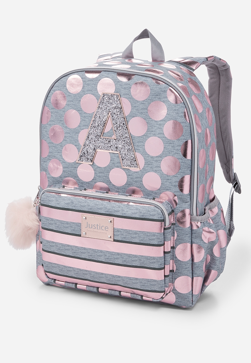 justice unicorn backpack letter a