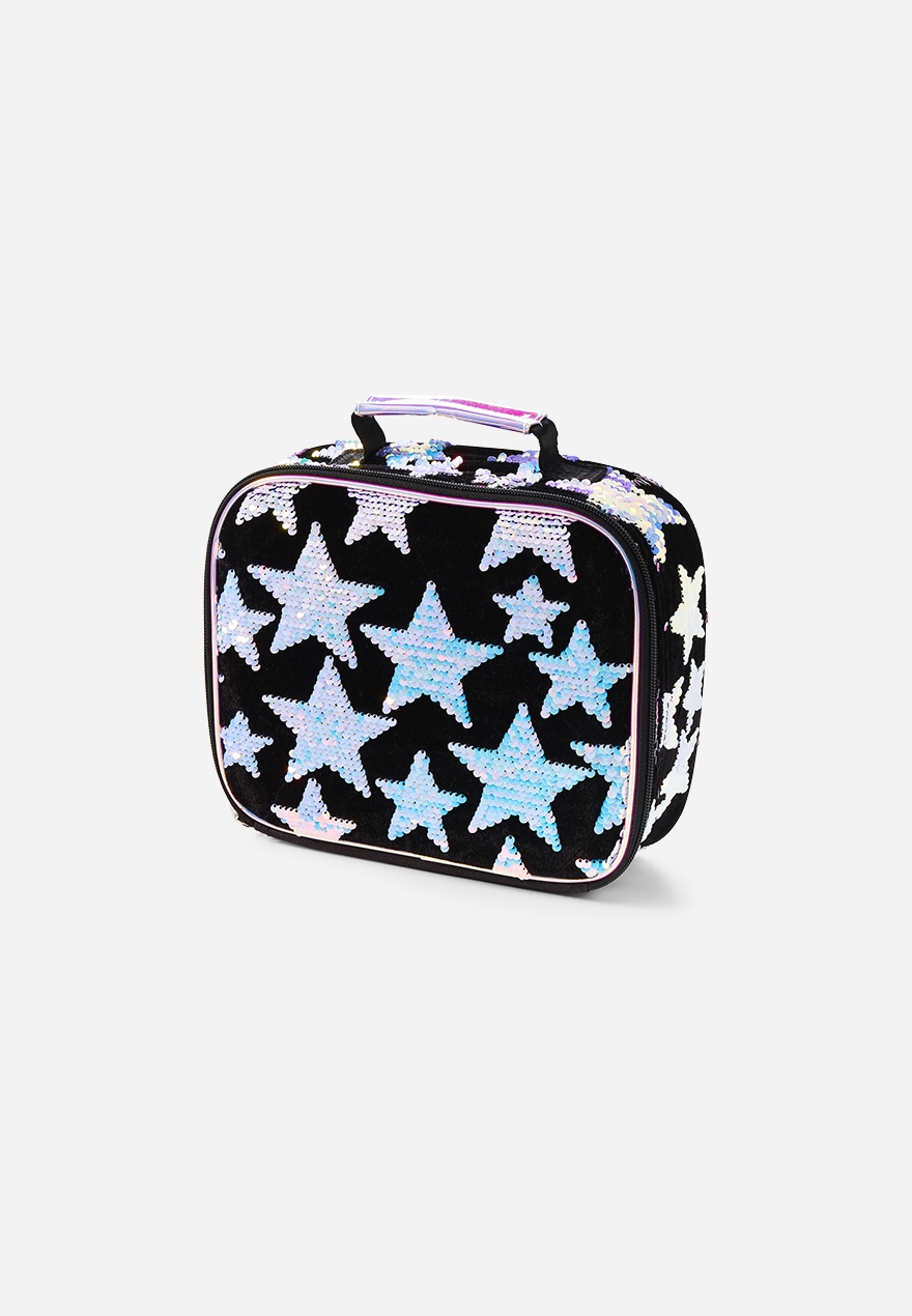 black sequin lunch box