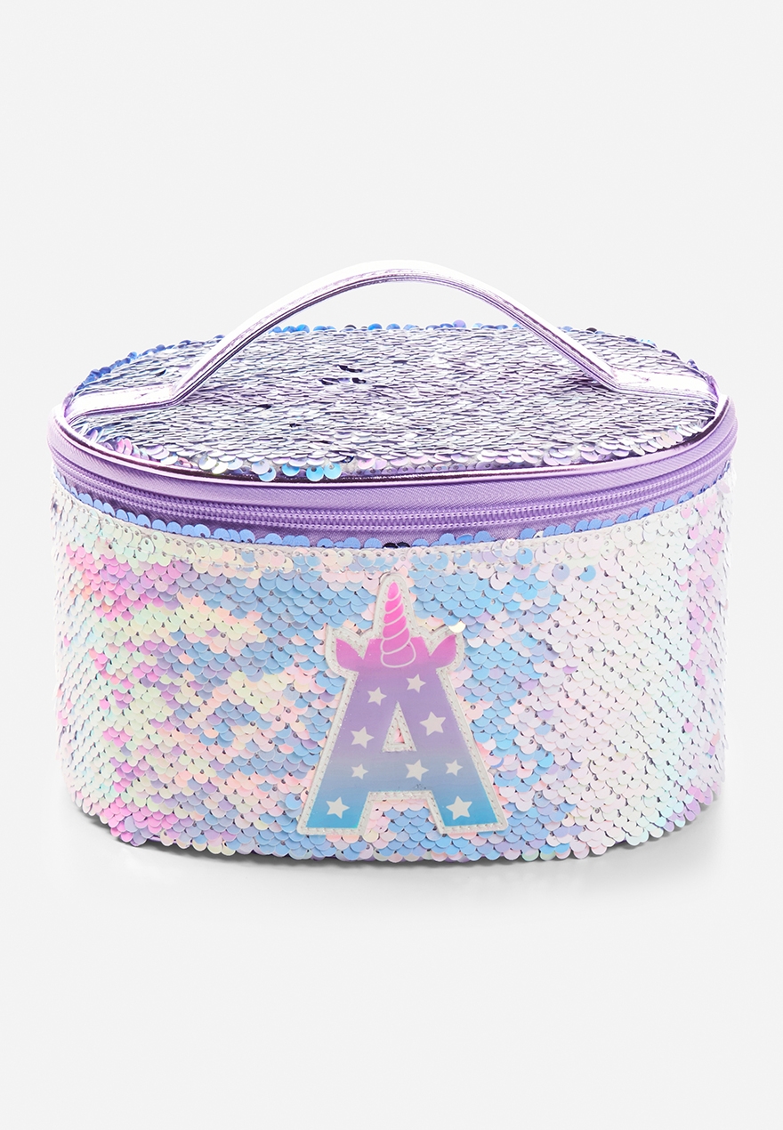 unicorn initial flip sequin backpack