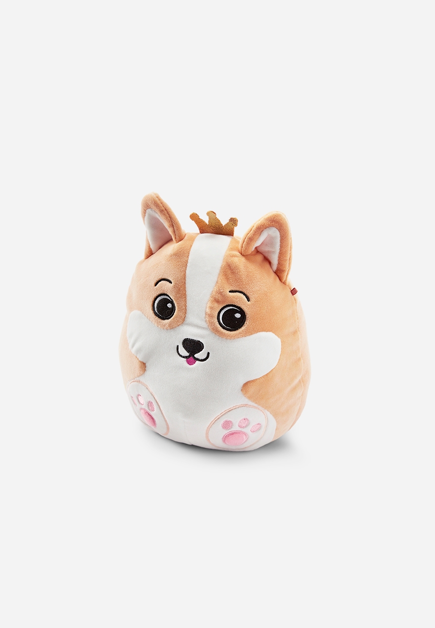 corgi holding boba squishmallow