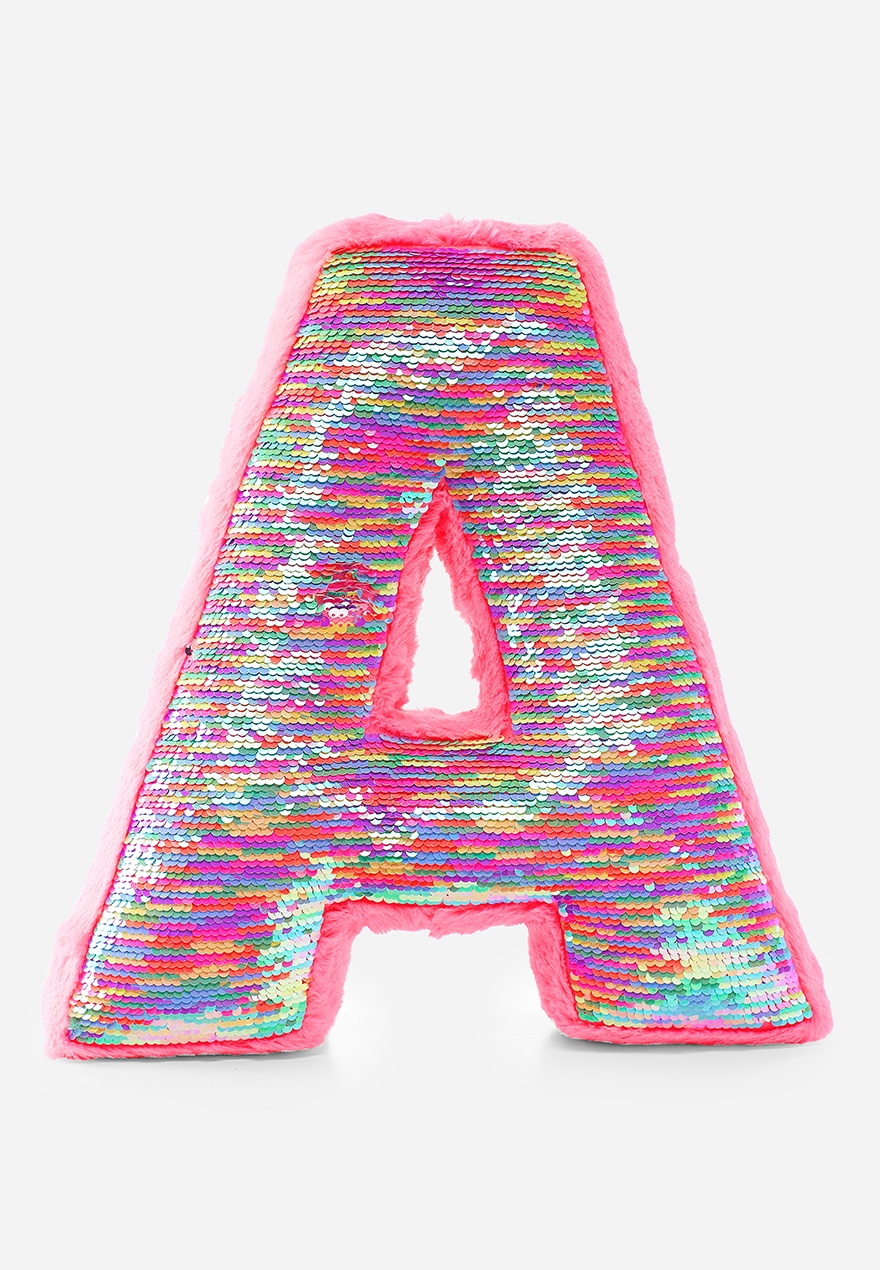 Rainbow Flip Sequin Initial Pillow Justice