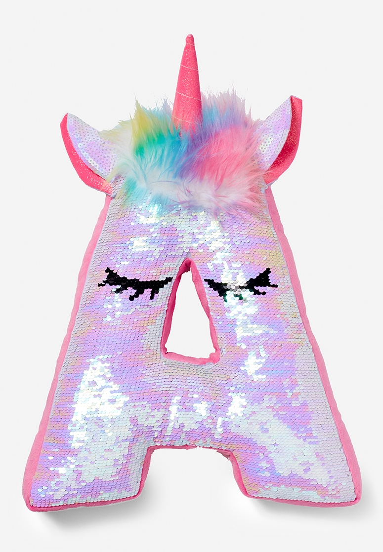 Unicorn Flip Sequin Initial Pillow For 