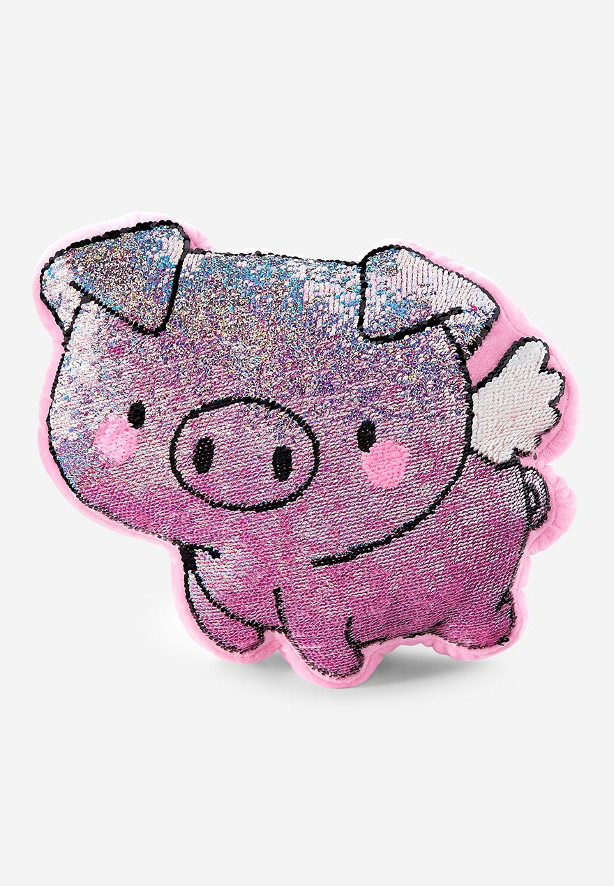 Flying Pig Flip Sequin Pillow Justice