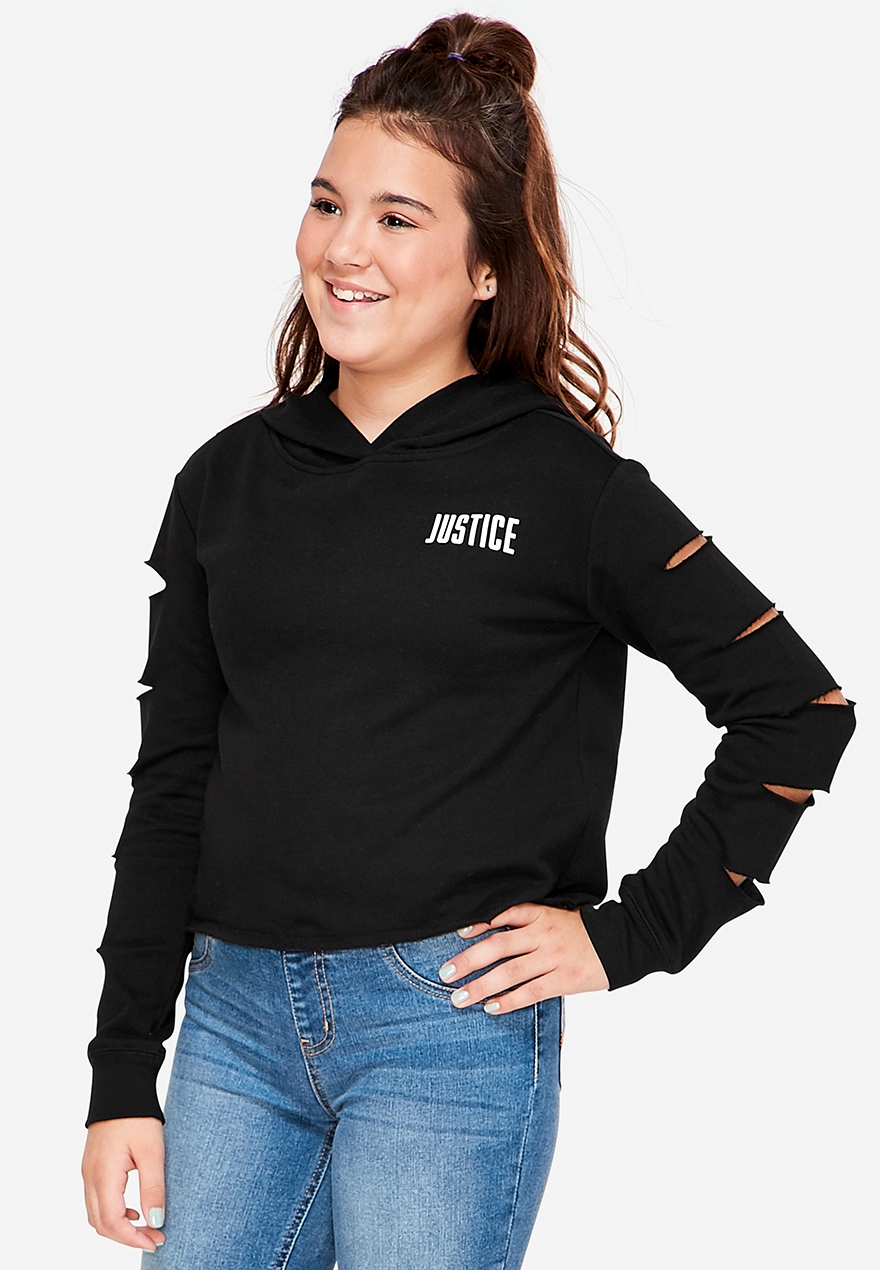 justice crop hoodie