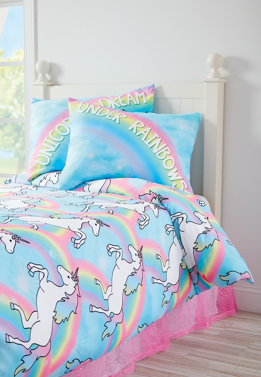 mainstays rainbow unicorn bedding