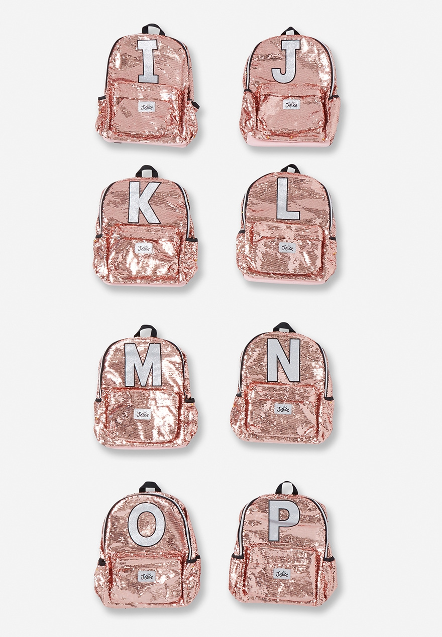 justice backpacks with letter m