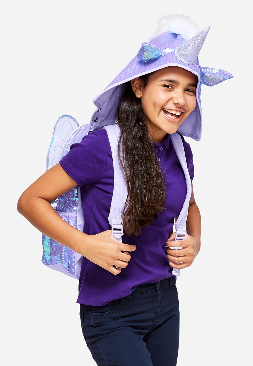 justice unicorn hooded backpack