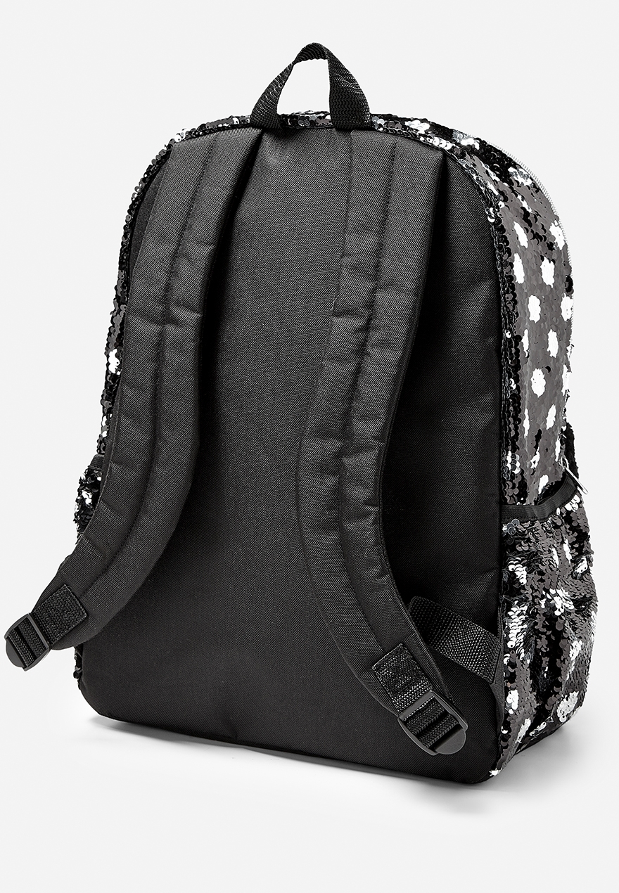 justice black cat flip sequin backpack