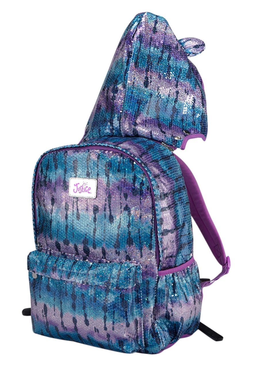 justice blue sequin backpack