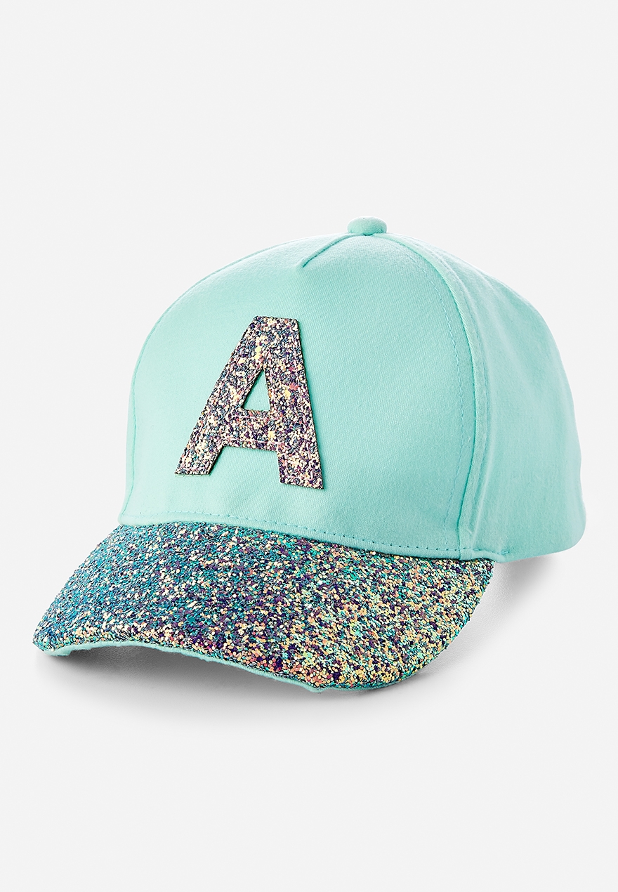 Girls Glitter Letter Baseball Cap