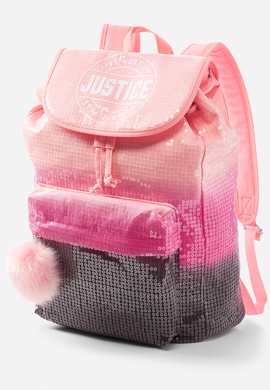 justice pink backpack