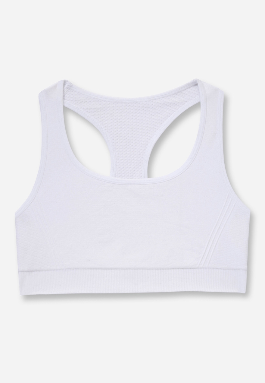 kids white sports bra